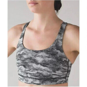 lululemon athletica Black and Gray Patterned Sports Bra